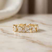 0.18 Ct Pear & Round Moissanite Alternating Eternity Band Ring