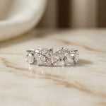0.18 Ct Pear & Round Moissanite Alternating Eternity Band Ring