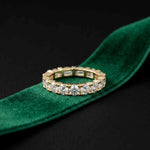 0.16 Ct Emerald & Round Moissanite Alternating Eternity Band Ring