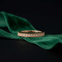 0.032 Ct Round Cut Milgrain Eternity Moissanite Band Ring