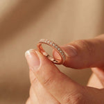 0.032 Ct Round Cut Milgrain Eternity Moissanite Band Ring