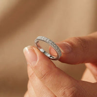 0.032 Ct Round Cut Milgrain Eternity Moissanite Band Ring