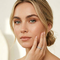 0.032 Ct Round Cut Milgrain Eternity Moissanite Band Ring
