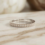 0.032 Ct Round Cut Milgrain Eternity Moissanite Band Ring