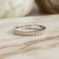 0.032 Ct Round Cut Milgrain Eternity Moissanite Band Ring