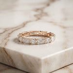 0.06 Ct Emerald & Oval Moissanite Alternating Gallery Eternity Band