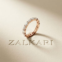 0.06 Ct Emerald & Oval Moissanite Alternating Gallery Eternity Band