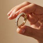 0.06 Ct Emerald & Oval Moissanite Alternating Gallery Eternity Band