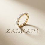 0.06 Ct Emerald & Oval Moissanite Alternating Gallery Eternity Band