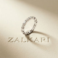 0.06 Ct Emerald & Oval Moissanite Alternating Gallery Eternity Band