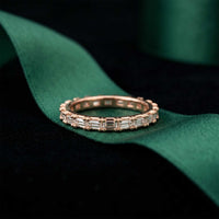 0.06 Ct Baguette Moissanite Minimalist Slim Band Ring