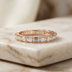 0.06 Ct Baguette Moissanite Minimalist Slim Band Ring