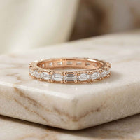 0.06 Ct Baguette Moissanite Minimalist Slim Band Ring