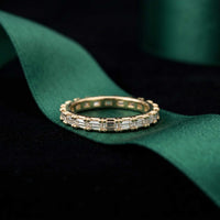 0.06 Ct Baguette Moissanite Minimalist Slim Band Ring