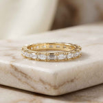 0.06 Ct Baguette Moissanite Minimalist Slim Band Ring