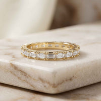 0.06 Ct Baguette Moissanite Minimalist Slim Band Ring
