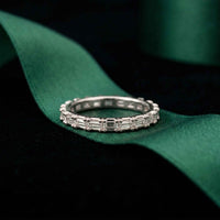 0.06 Ct Baguette Moissanite Minimalist Slim Band Ring
