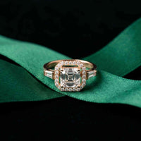 2.8 Ct Asscher Cut Moissanite Micro Pavé Halo Ring