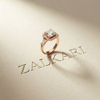 2.8 Ct Asscher Cut Moissanite Micro Pavé Halo Ring