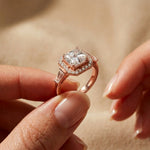 2.8 Ct Asscher Cut Moissanite Micro Pavé Halo Ring