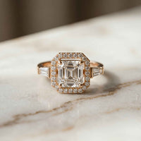 2.8 Ct Asscher Cut Moissanite Micro Pavé Halo Ring