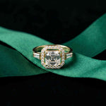 2.8 Ct Asscher Cut Moissanite Micro Pavé Halo Ring