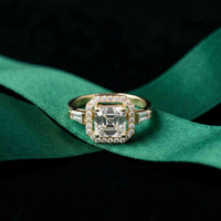 2.8 Ct Asscher Cut Moissanite Micro Pavé Halo Ring