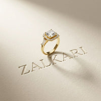 2.8 Ct Asscher Cut Moissanite Micro Pavé Halo Ring