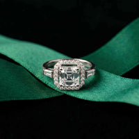 2.8 Ct Asscher Cut Moissanite Micro Pavé Halo Ring
