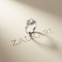 2.8 Ct Asscher Cut Moissanite Micro Pavé Halo Ring