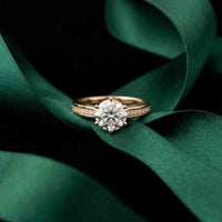 1.03 Ct Round Cut Moissanite Pavé Shank Solitaire Ring
