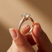 1.03 Ct Round Cut Moissanite Pavé Shank Solitaire Ring