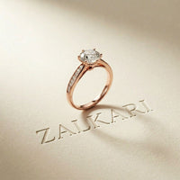 1.03 Ct Round Cut Moissanite Pavé Shank Solitaire Ring
