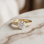 1.03 Ct Round Cut Moissanite Pavé Shank Solitaire Ring
