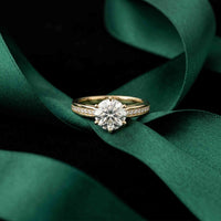 1.03 Ct Round Cut Moissanite Pavé Shank Solitaire Ring
