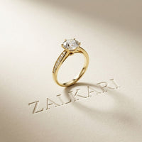 1.03 Ct Round Cut Moissanite Pavé Shank Solitaire Ring