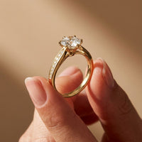 1.03 Ct Round Cut Moissanite Pavé Shank Solitaire Ring
