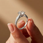 1.03 Ct Round Cut Moissanite Pavé Shank Solitaire Ring