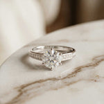 1.03 Ct Round Cut Moissanite Pavé Shank Solitaire Ring