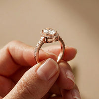 1.14 Ct Oval Cut Moissanite Classic Halo Ring