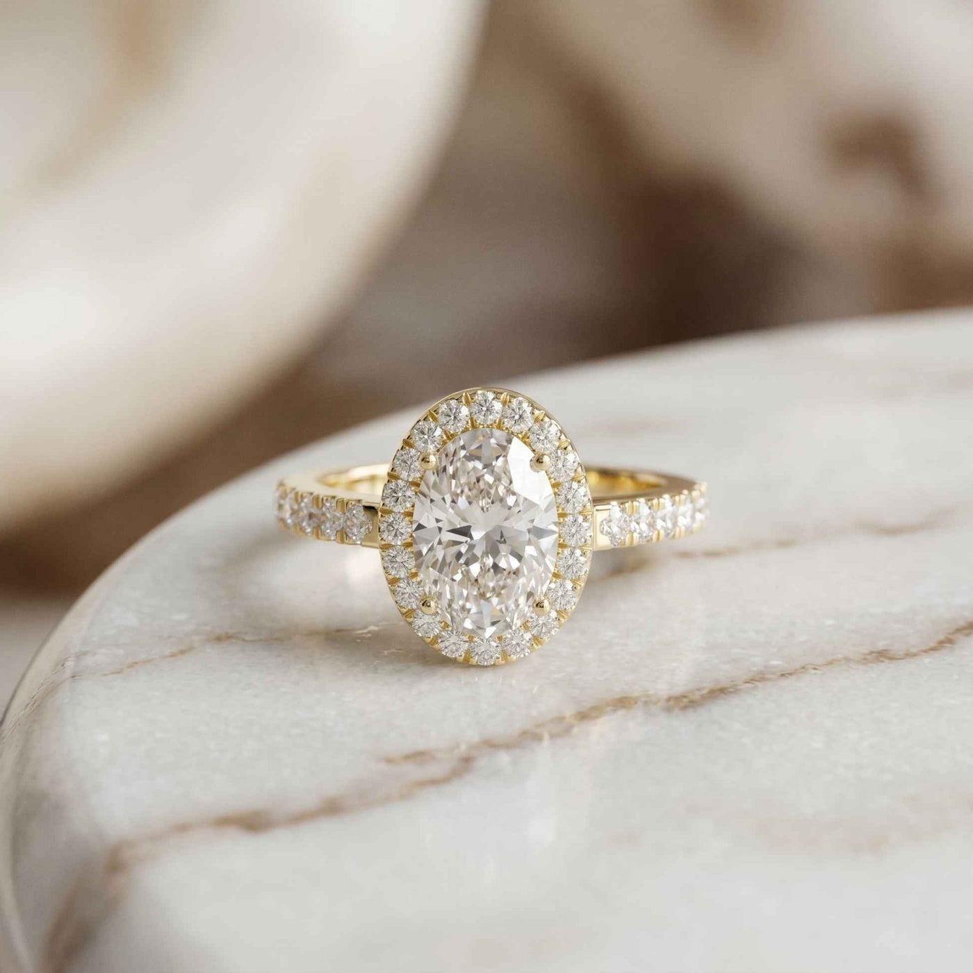 1.14 Ct Oval Cut Moissanite Classic Halo Ring
