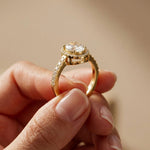 1.14 Ct Oval Cut Moissanite Classic Halo Ring