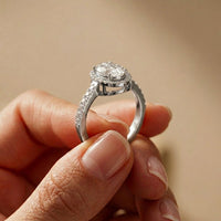 1.14 Ct Oval Cut Moissanite Classic Halo Ring