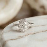 1.14 Ct Oval Cut Moissanite Classic Halo Ring