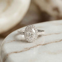 1.14 Ct Oval Cut Moissanite Classic Halo Ring