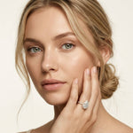 3.9 Ct Pear Cut Moissanite Halo Ring with Accent Stones