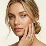 3.9 Ct Pear Cut Moissanite Halo Ring with Accent Stones