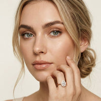 0.71 Ct Pear & Round Moissanite Halo Ring