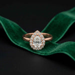 0.71 Ct Pear & Round Moissanite Halo Ring