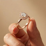 0.71 Ct Pear & Round Moissanite Halo Ring
